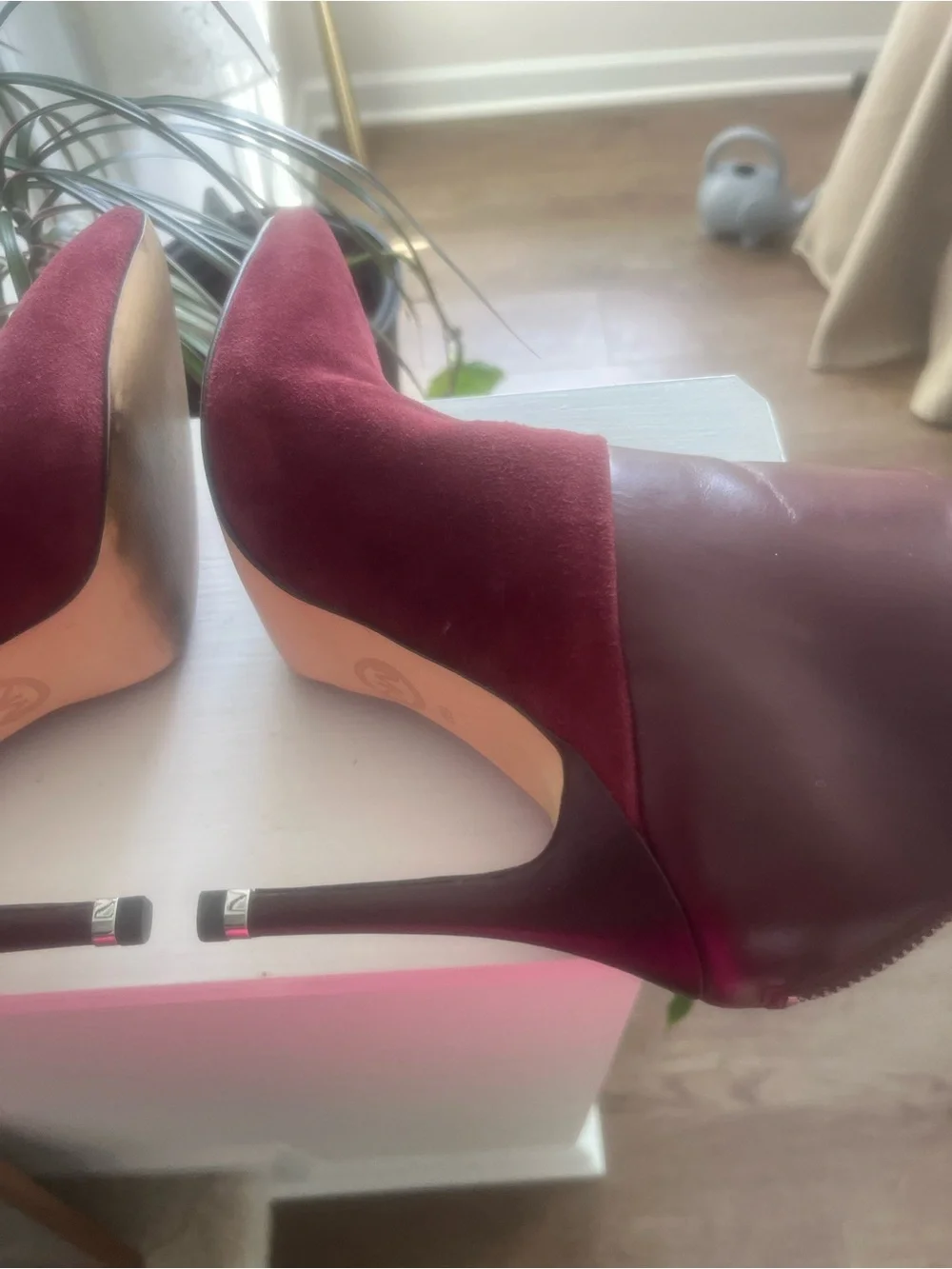 Michael Kors Burgundy Pointed-Toe Ankle Booties